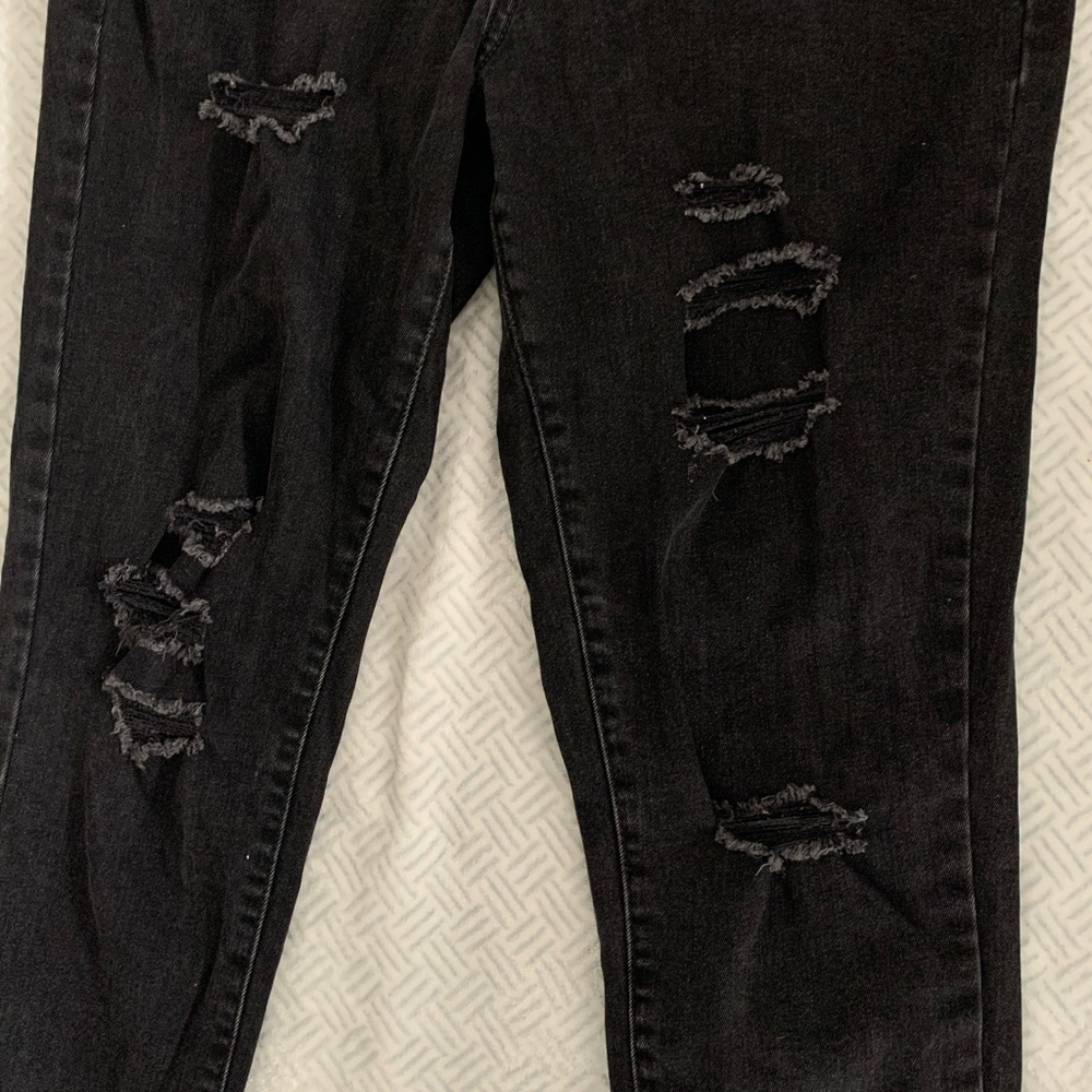 High-Waisted Black Ripped Jeans - Picture 2 of 4